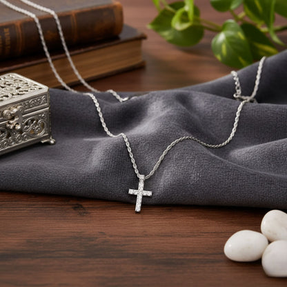 Retro Gold & Silver Cross Pendant Necklace