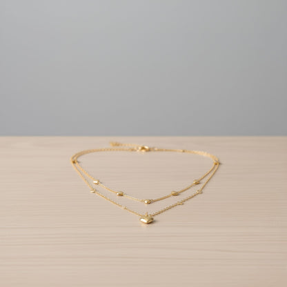 Vintage Double Heart Pendant Necklace