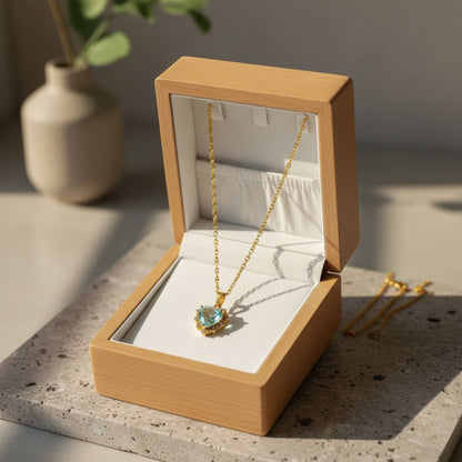 Gold Heart Pendant Necklace with Colorful Rhinestones