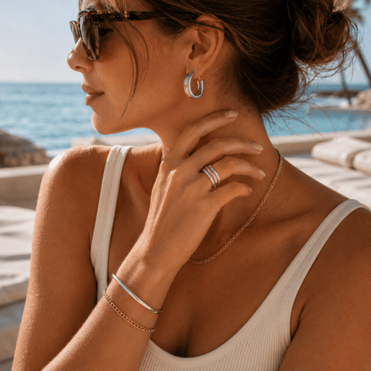 Vintage Two-Tone Silver & Golden Hoop Earrings