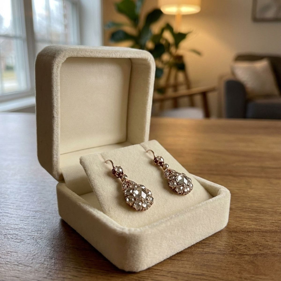 Vintage Dangling Bronze Zirconia Earrings
