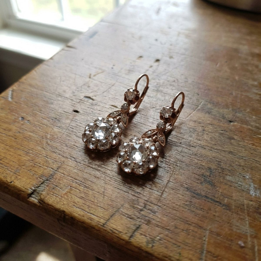 Vintage Dangling Bronze Zirconia Earrings