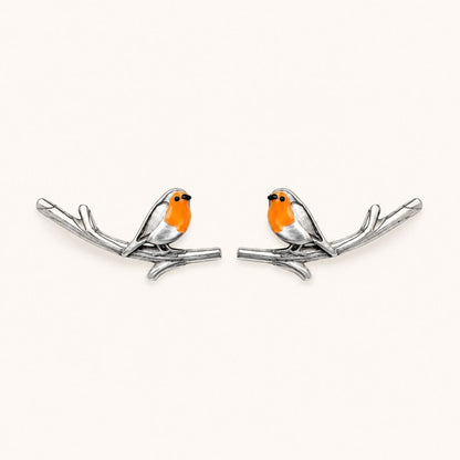 Vintage Birdie Silver Earrings