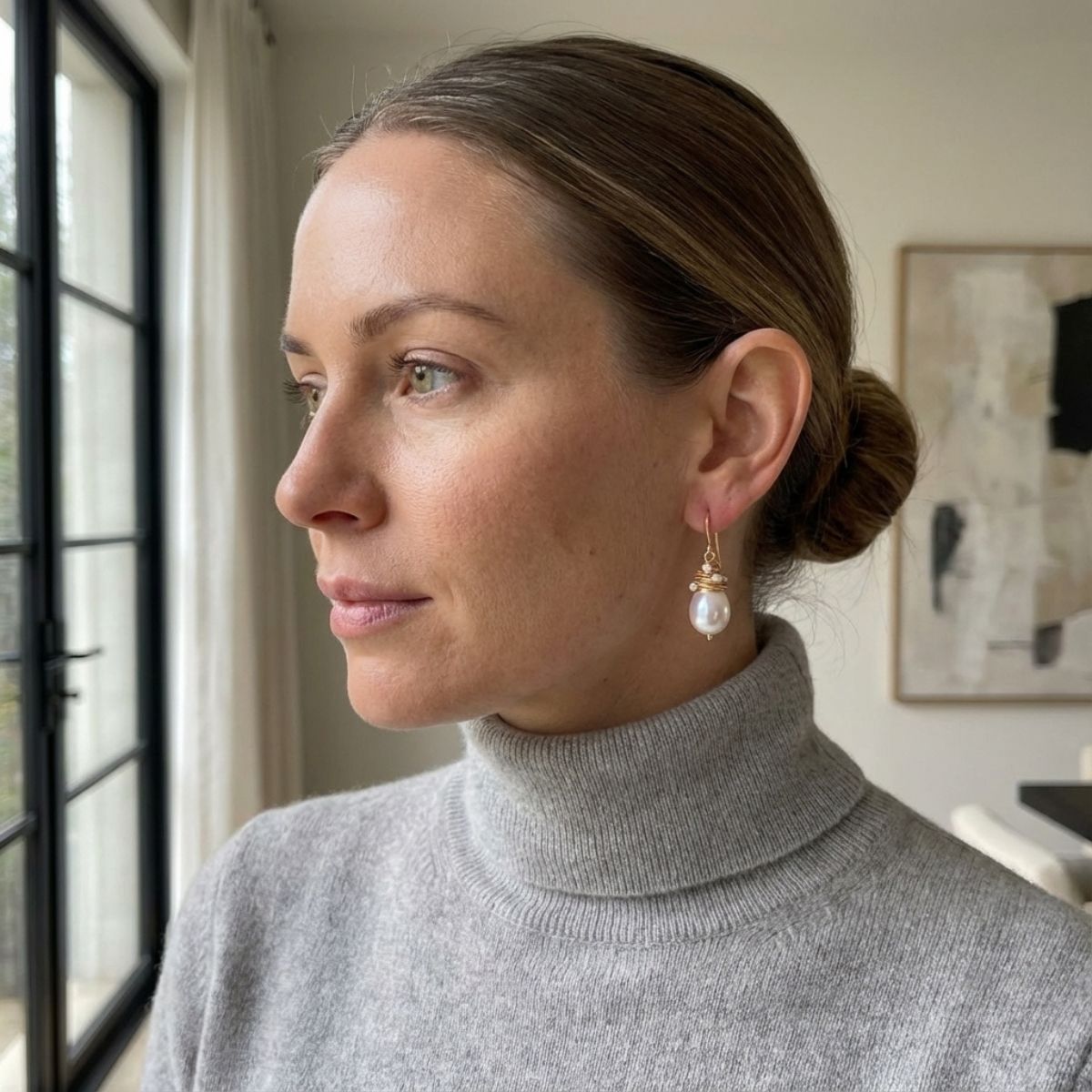 Vintage Pearl Golden Threads Earrings