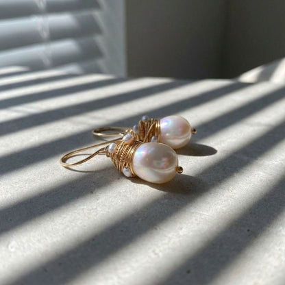 Vintage Pearl Golden Threads Earrings