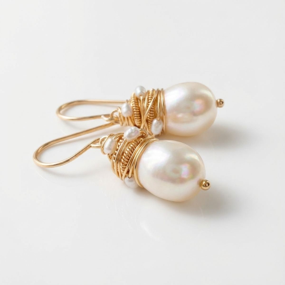 Vintage Pearl Golden Threads Earrings