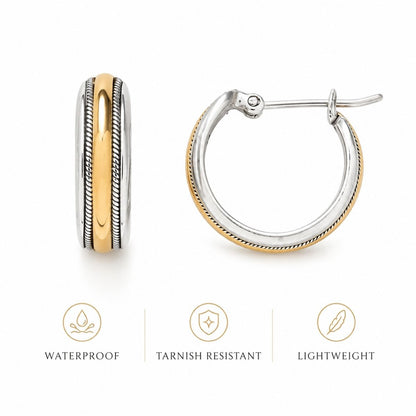 Vintage Two-Tone Silver & Golden Hoop Earrings