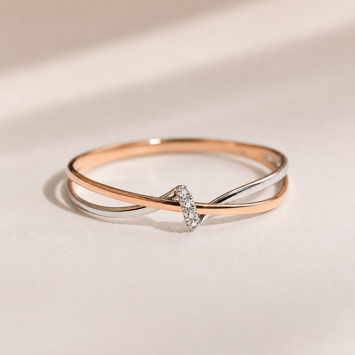 Rose Gold & Silver Criss-Cross Ring