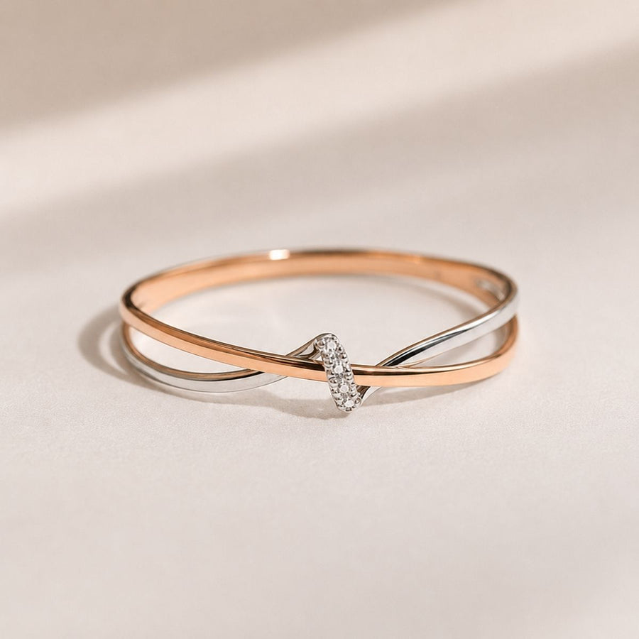 Rose Gold & Silver Criss-Cross Ring