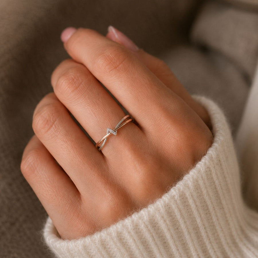 Rose Gold & Silver Criss-Cross Ring