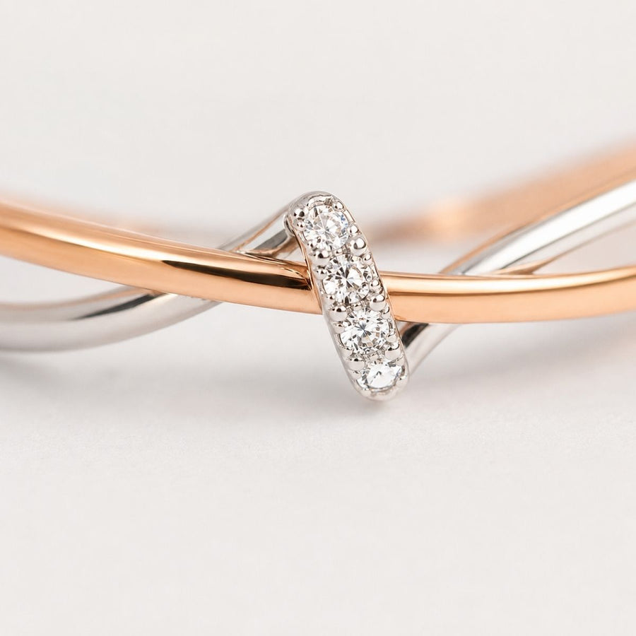 Rose Gold & Silver Criss-Cross Ring