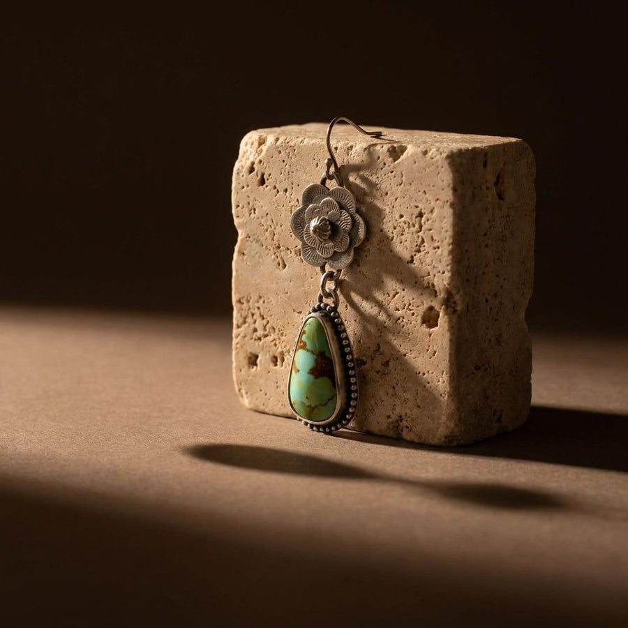 Vintage Old Turquoise Stone Earrings