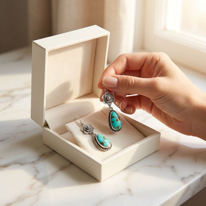 Vintage Old Turquoise Stone Earrings