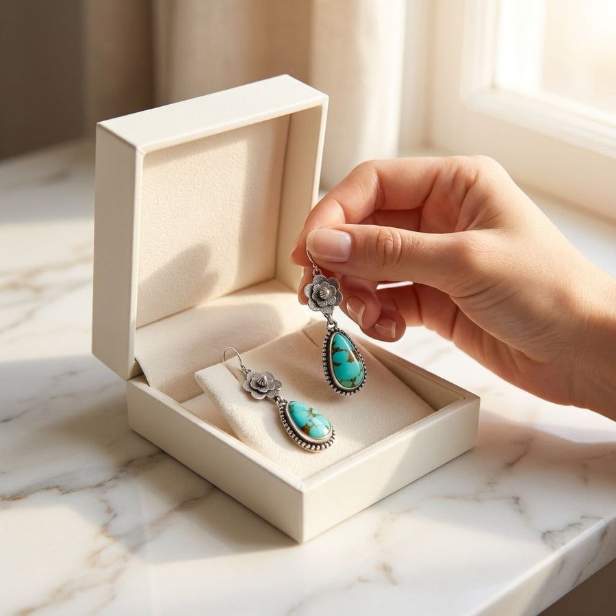 Vintage Old Turquoise Stone Earrings