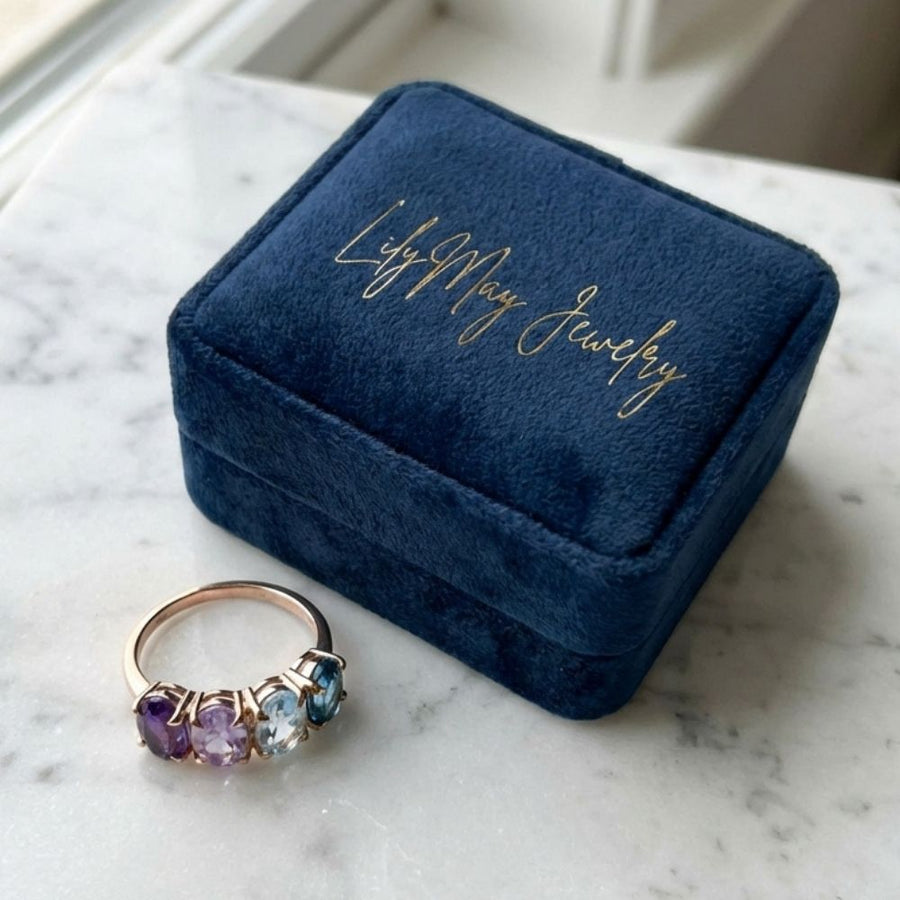 Vintage Colorful Oval Glass Ring