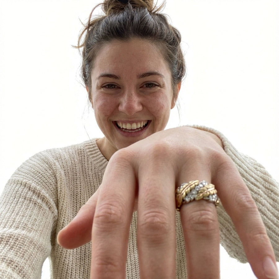 Vintage Gold & Diamond Leaf Ring