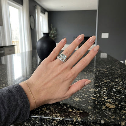 Vintage Silver Turquoise Glass Ring Set
