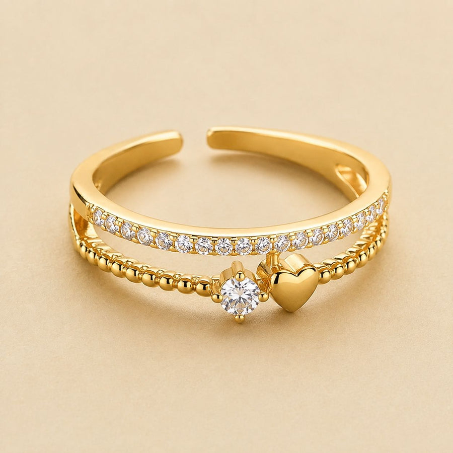 Crystal Heart Open Band Ring
