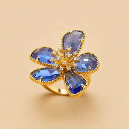 Crystal Flower Statement Ring