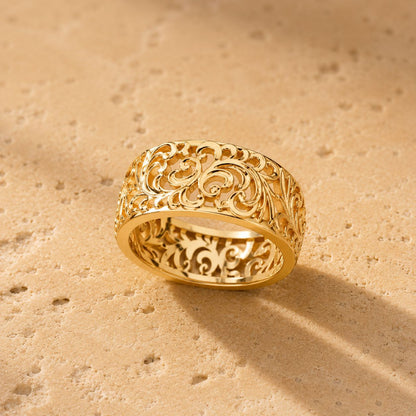Filigree Scrollwork Wide Band Ring