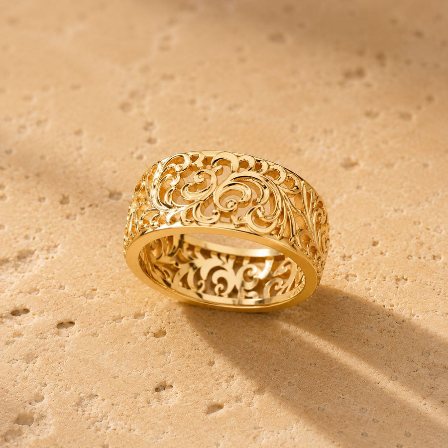 Filigree Scrollwork Wide Band Ring