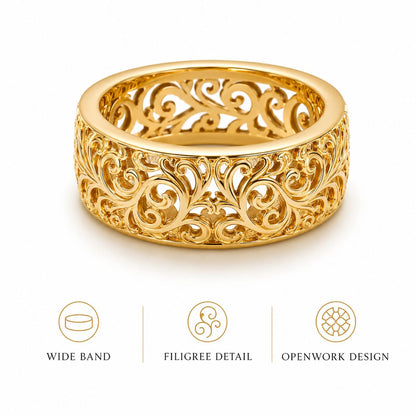Filigree Scrollwork Wide Band Ring