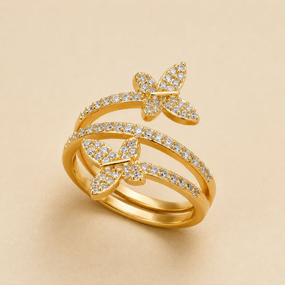 Crystal Butterfly Wrap Ring
