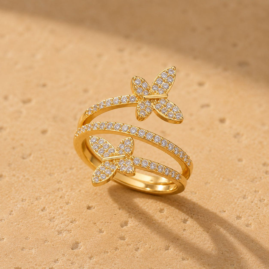 Crystal Butterfly Wrap Ring