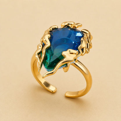 Crystal Leaf Vine Statement Ring
