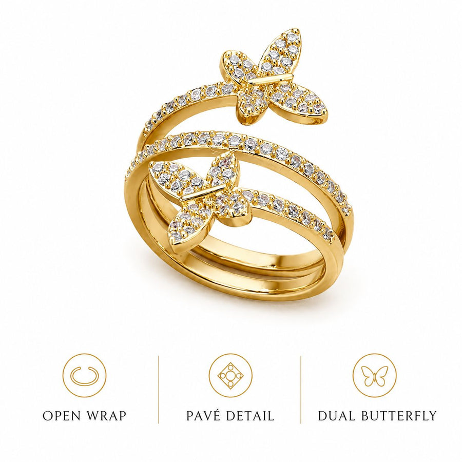 Crystal Butterfly Wrap Ring