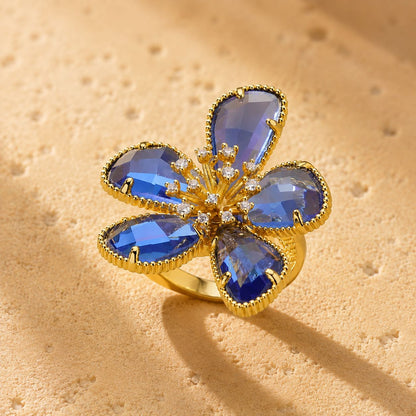 Crystal Flower Statement Ring
