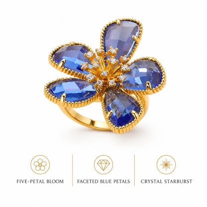 Crystal Flower Statement Ring