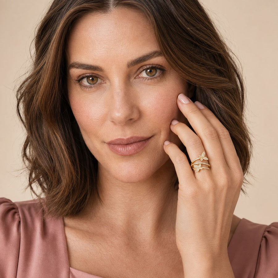 Crystal Butterfly Wrap Ring
