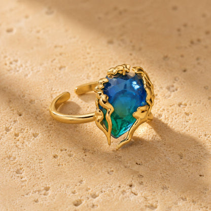 Crystal Leaf Vine Statement Ring
