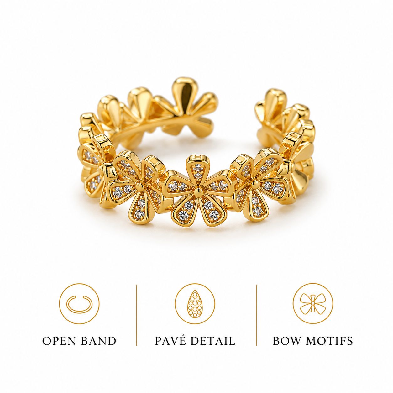 Crystal Butterfly Band Ring