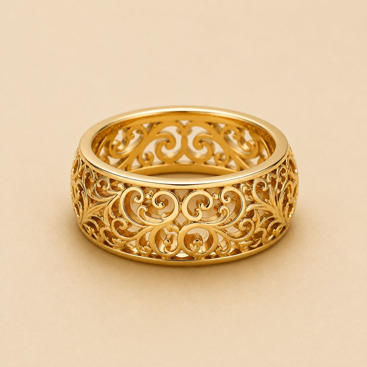 Filigree Scrollwork Wide Band Ring