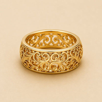 Filigree Scrollwork Wide Band Ring
