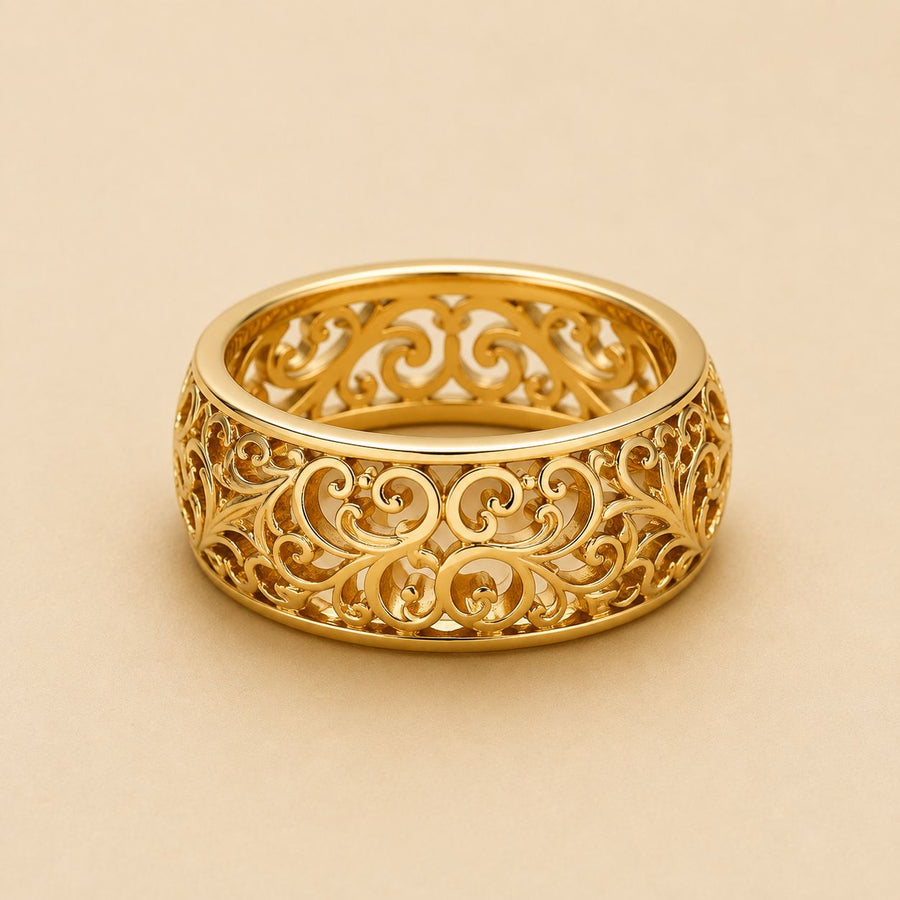 Filigree Scrollwork Wide Band Ring