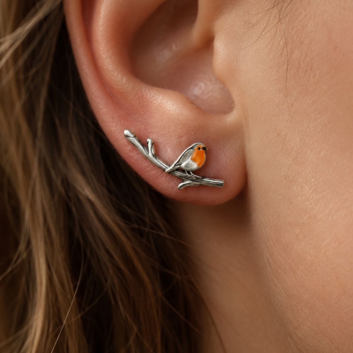 Vintage Birdie Silver Earrings