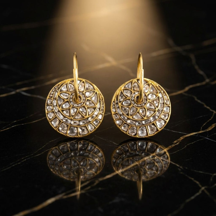 Vintage Bright Rounded Flower Earrings
