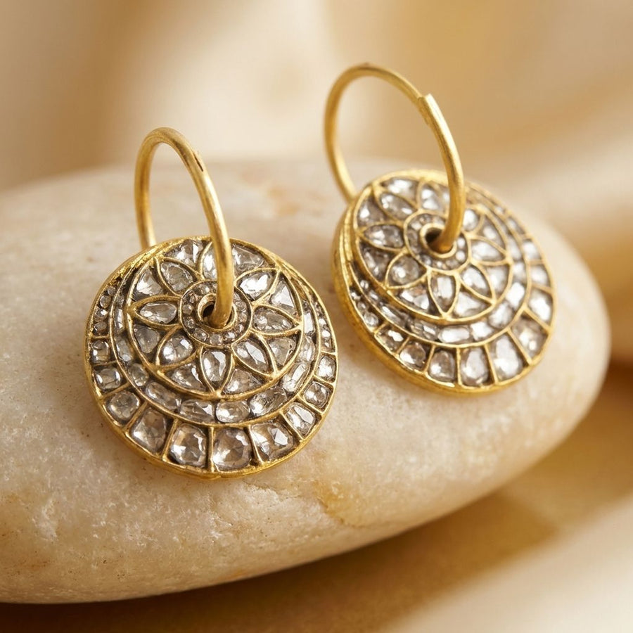 Vintage Bright Rounded Flower Earrings