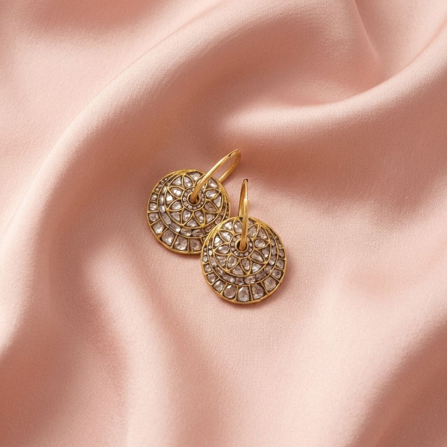 Vintage Bright Rounded Flower Earrings