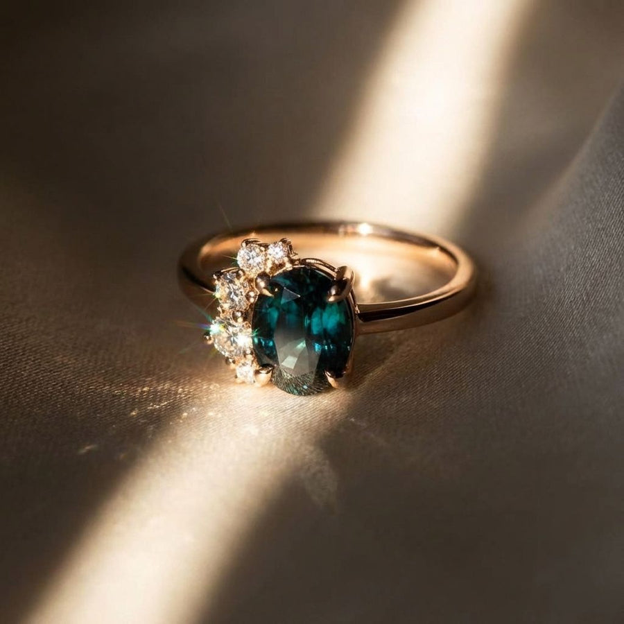 Vintage Blue Crystal & Zirconia Ring