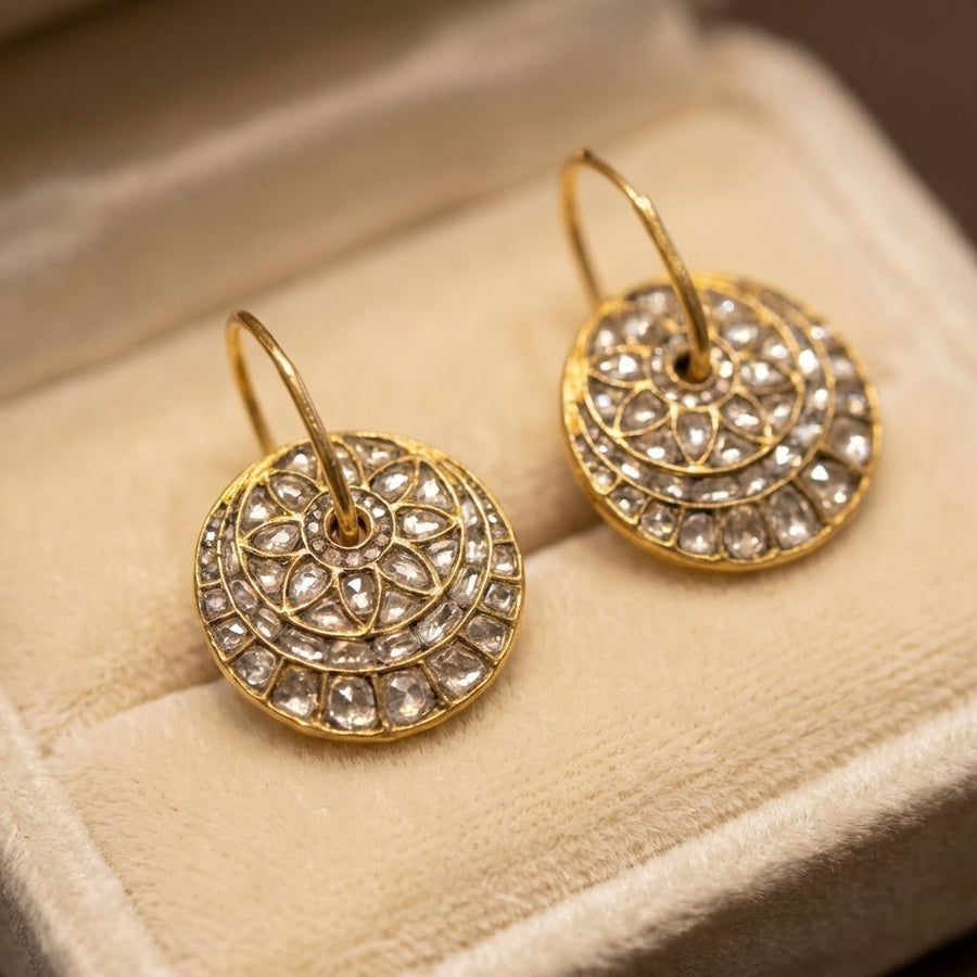 Vintage Bright Rounded Flower Earrings