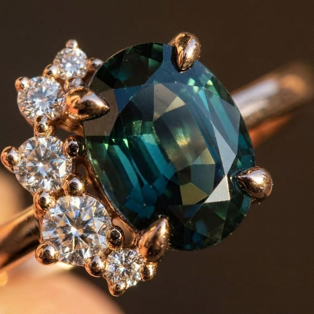 Vintage Blue Crystal & Zirconia Ring