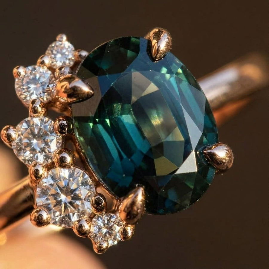 Vintage Blue Crystal & Zirconia Ring