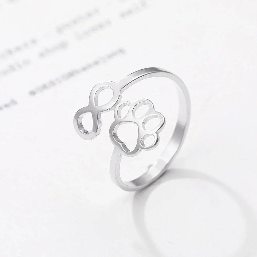 Adjustable Infinity Paw Ring – Stainless Steel