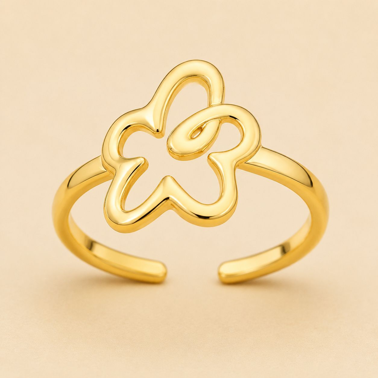 Abstract Flower Open Band Ring