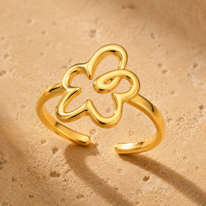 Abstract Flower Open Band Ring