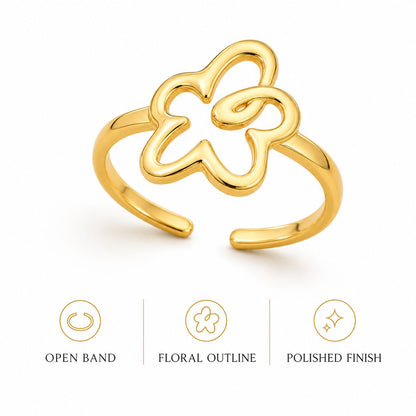 Abstract Flower Open Band Ring